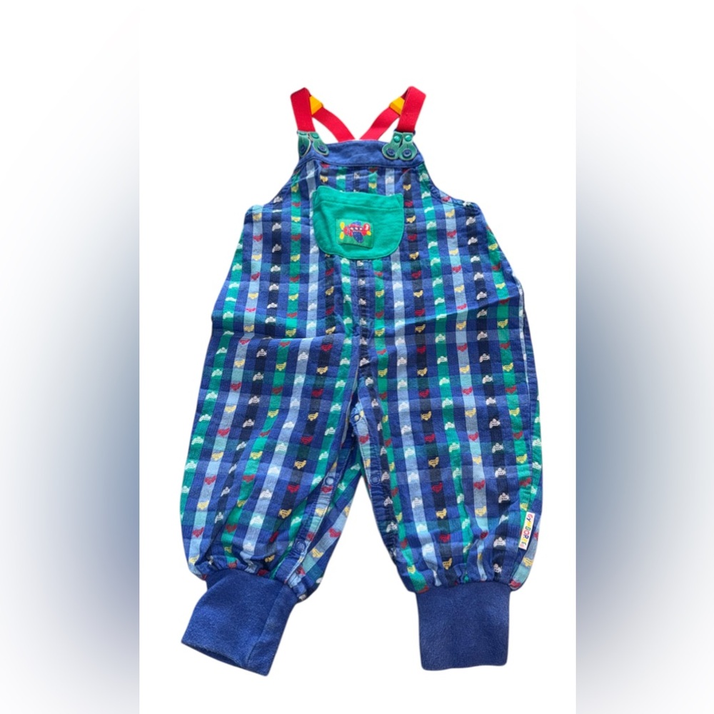 Vintage Gymboree Airplane Plaid Overalls